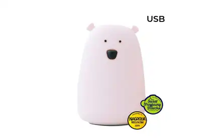 LAMPKA NOCNA RABBIT &amp; FRIENDS MIŚ DUŻY RÓŻOWY 111R USB SILIKON