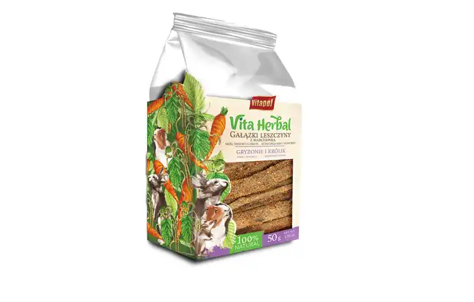 Vita Herbal dla gryzoni i królika, gałązki leszczyny z marchewką, 50 g