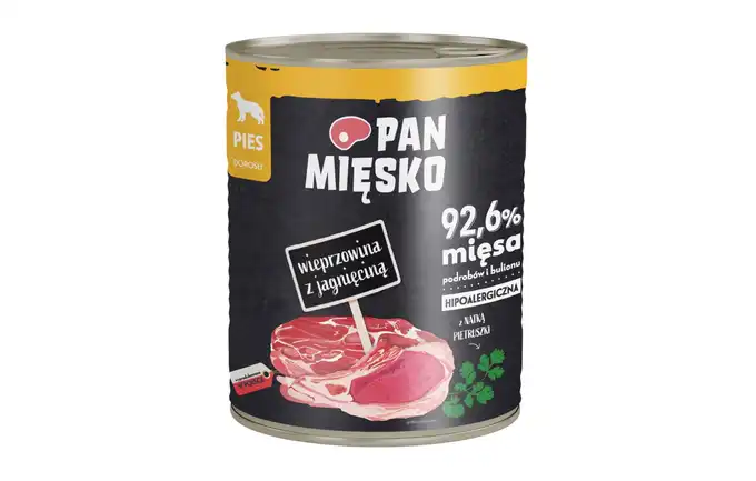 KARMA PAN MIĘSKO MOKRA PIES WIEPRZOWINA Z JAGNIĘCINĄ (DOROSŁY) 800G